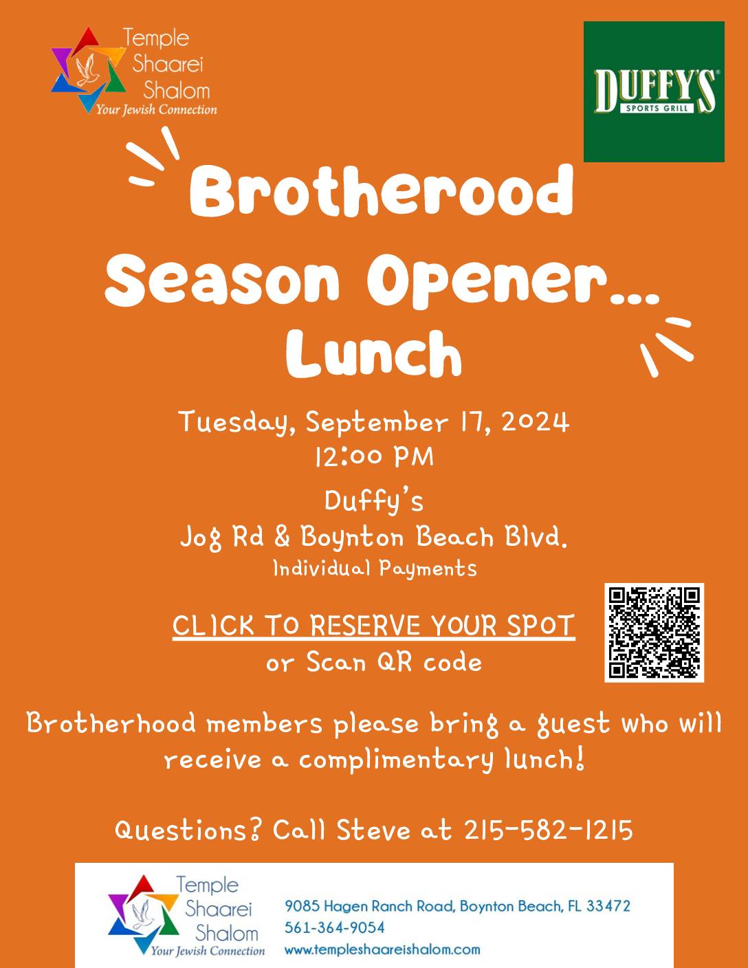 Brotherhood September Lunch Lunch Click Or Scan