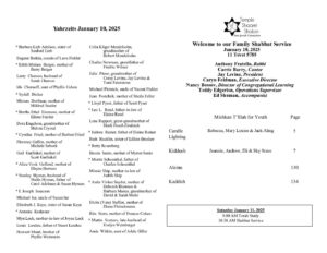 2025 01 11 Family Shabbat Service Sheet